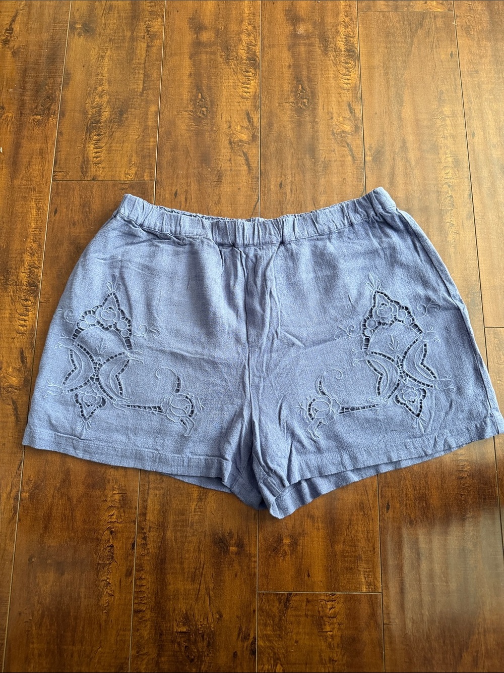 Matilda Jane (Good Hart) Blue Embroidered High-Waist Women’s Shorts